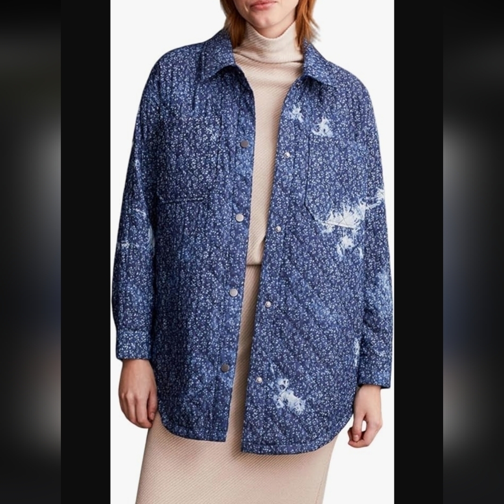Tribal Printed Cozy Quilted Button-up Shacket, BNWT With Flaw, Size XL
